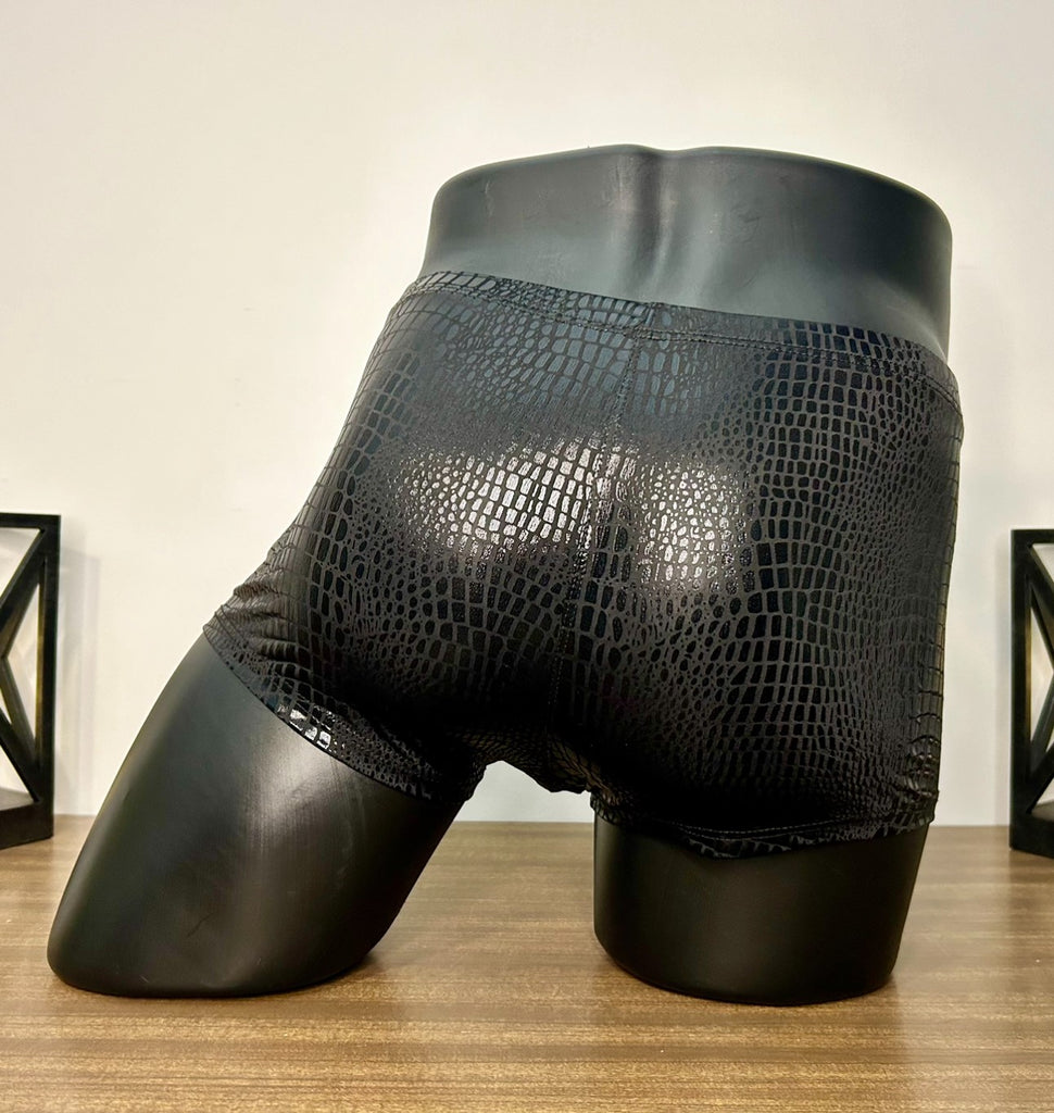 Black Reptile Print Trunks