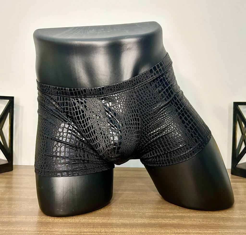 Black Reptile Print Trunks