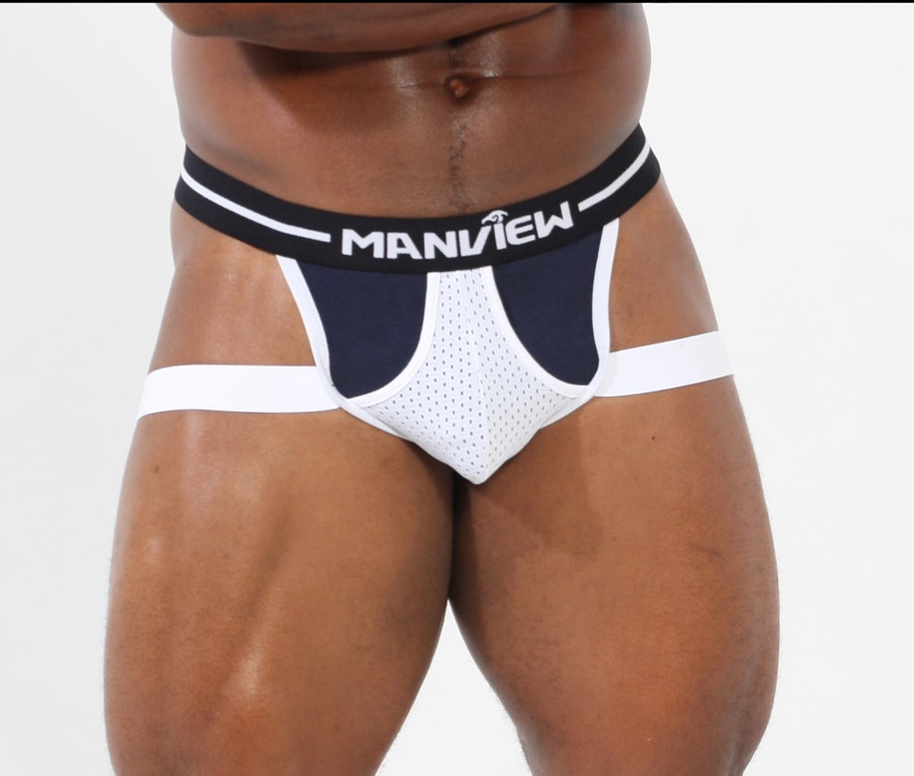 Navy Blue & White Jockstrap