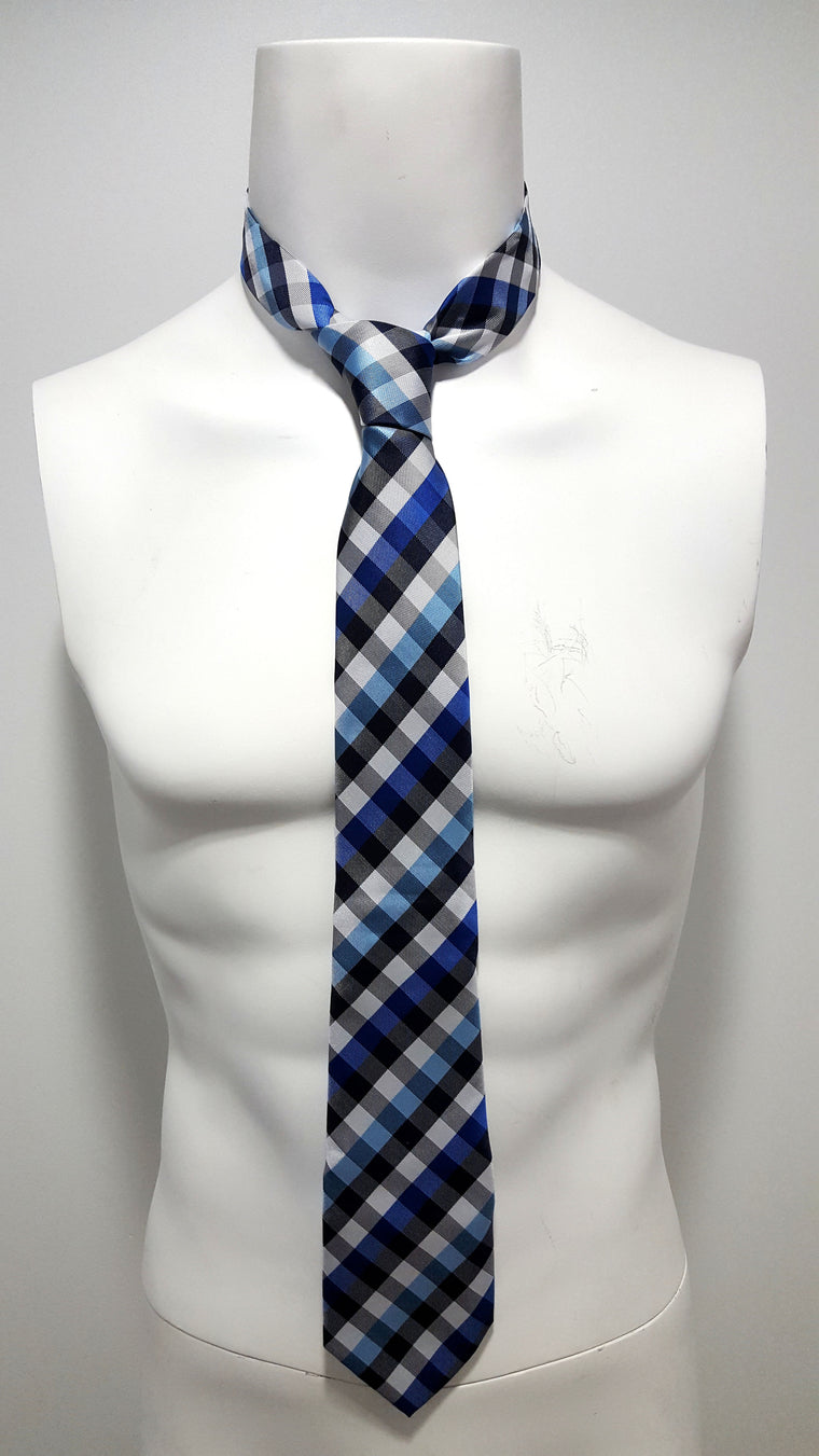 Blue, Black and White Necktie